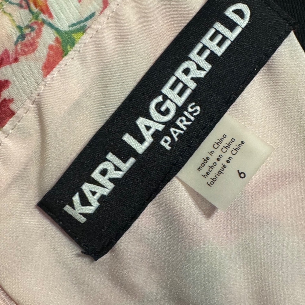 Karl Lagerfeld Paris -Floral Wrap Style Dress - Size 6 -Light pink - Picture 5 of 5